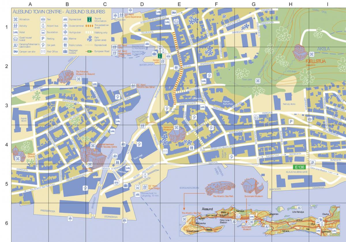 alesund, Noruega mapa de la ciudad