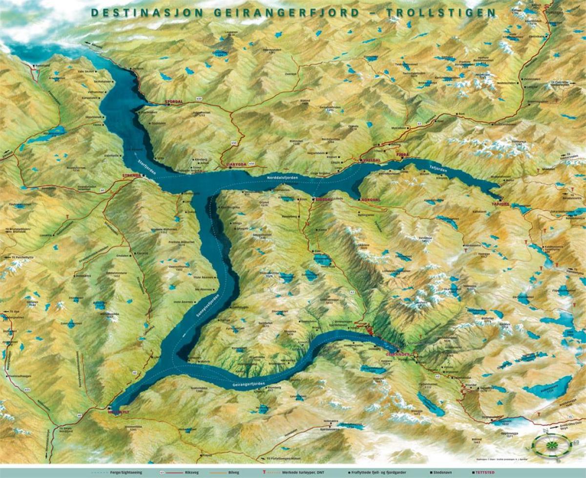 mapa de geiranger, Noruega