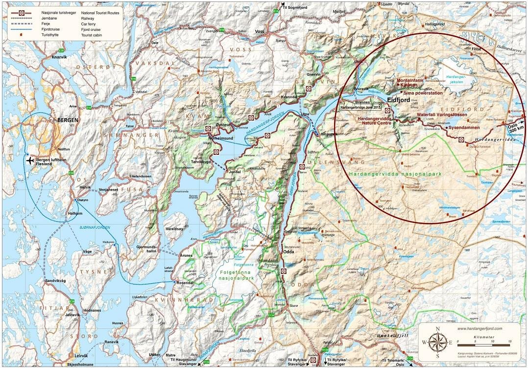 hardangerfjord Noruega mapa