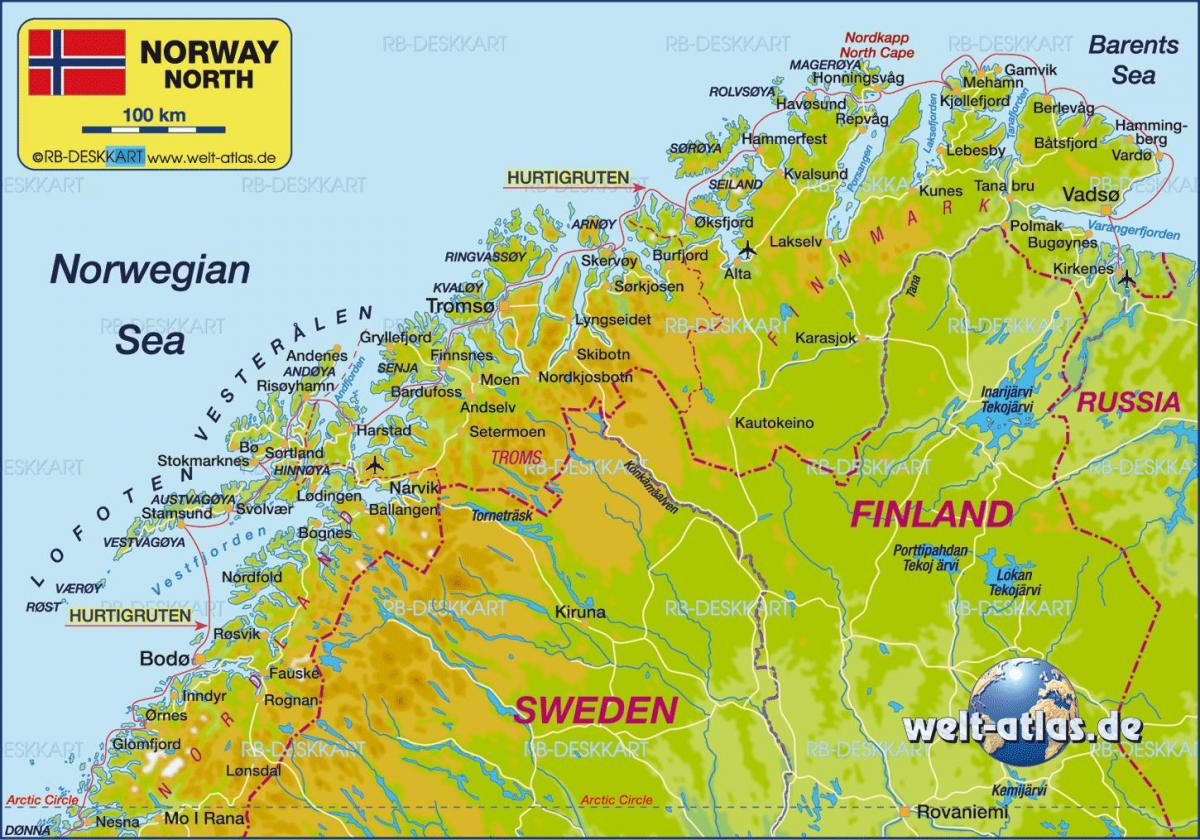 Mapa de kirkenes, Noruega