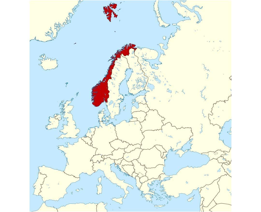 Noruega ubicación en el mapa