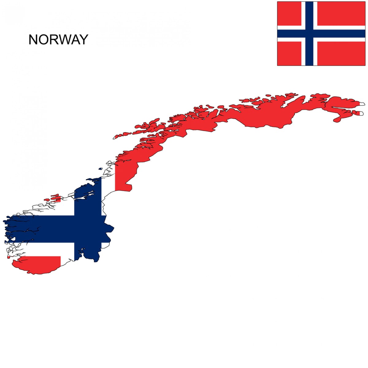 Noruega mapa de la bandera