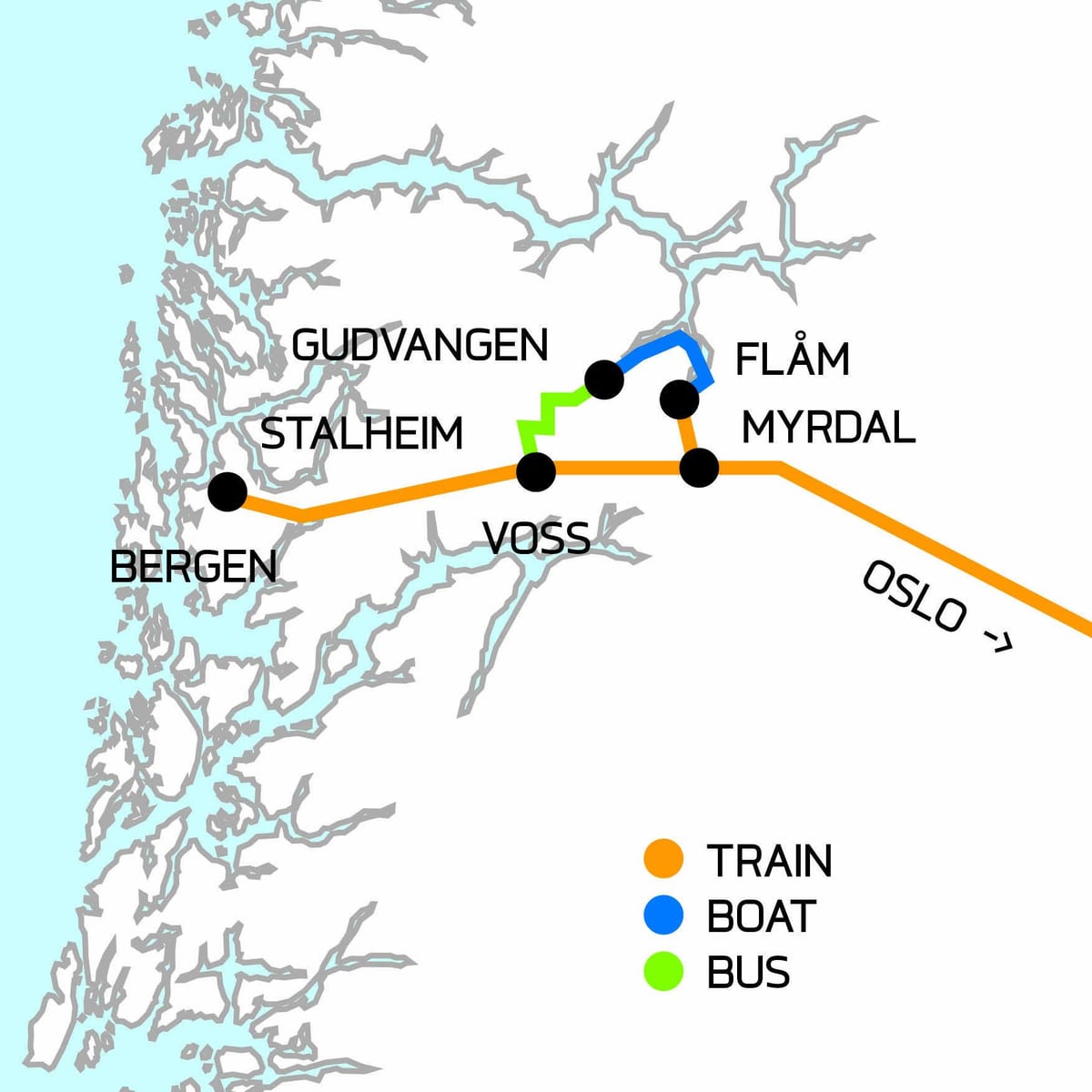 Mapa de Noruega en una cáscara de nuez
