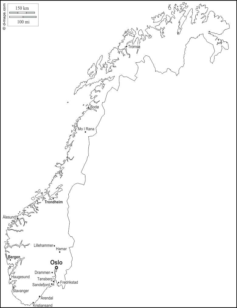 Mapa de Noruega esquema
