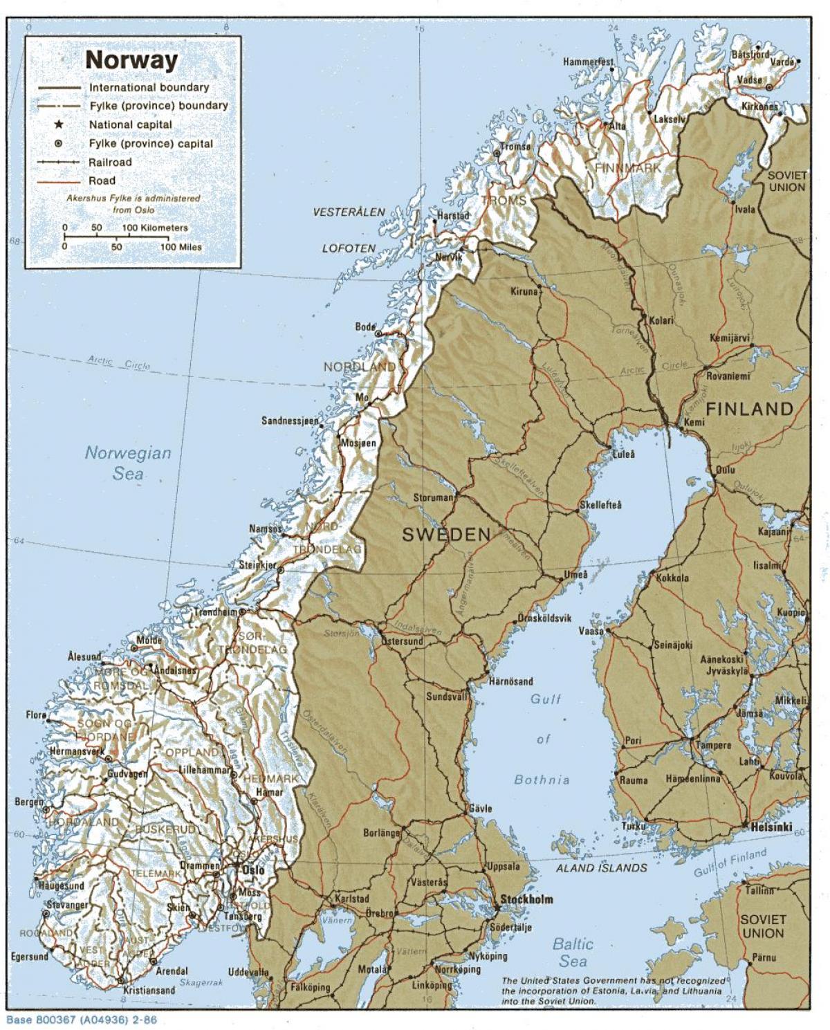 mapa geográfico de Noruega