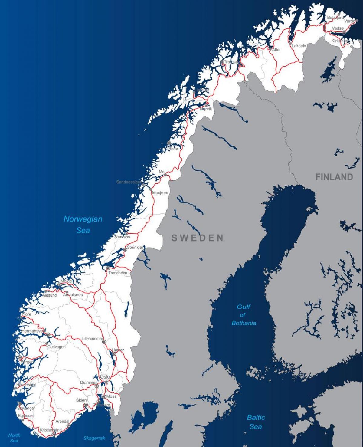 las carreteras de peaje Noruega mapa
