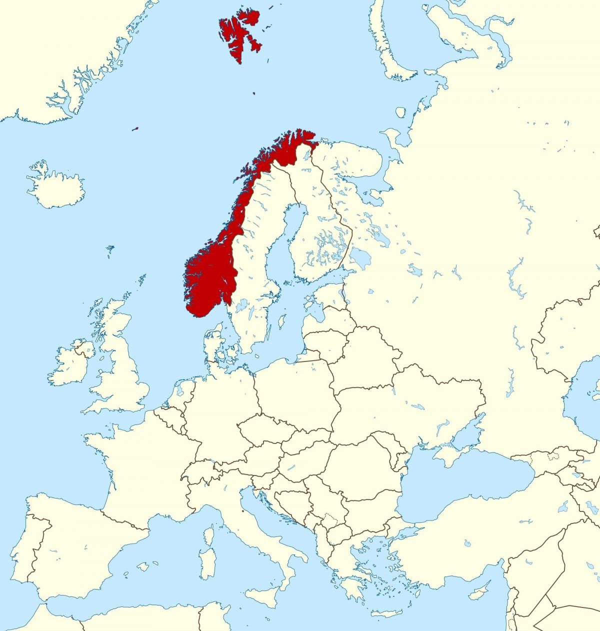 mapa de Noruega y europa