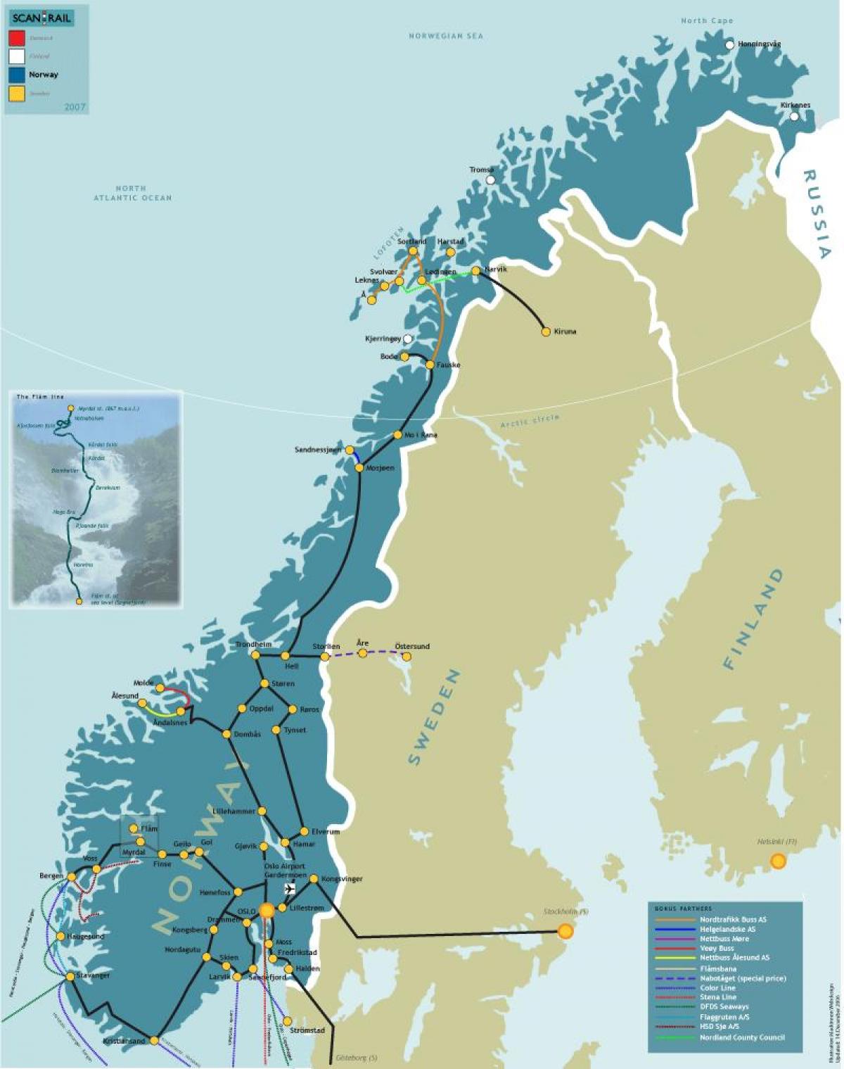 Noruega ferrocarril mapa