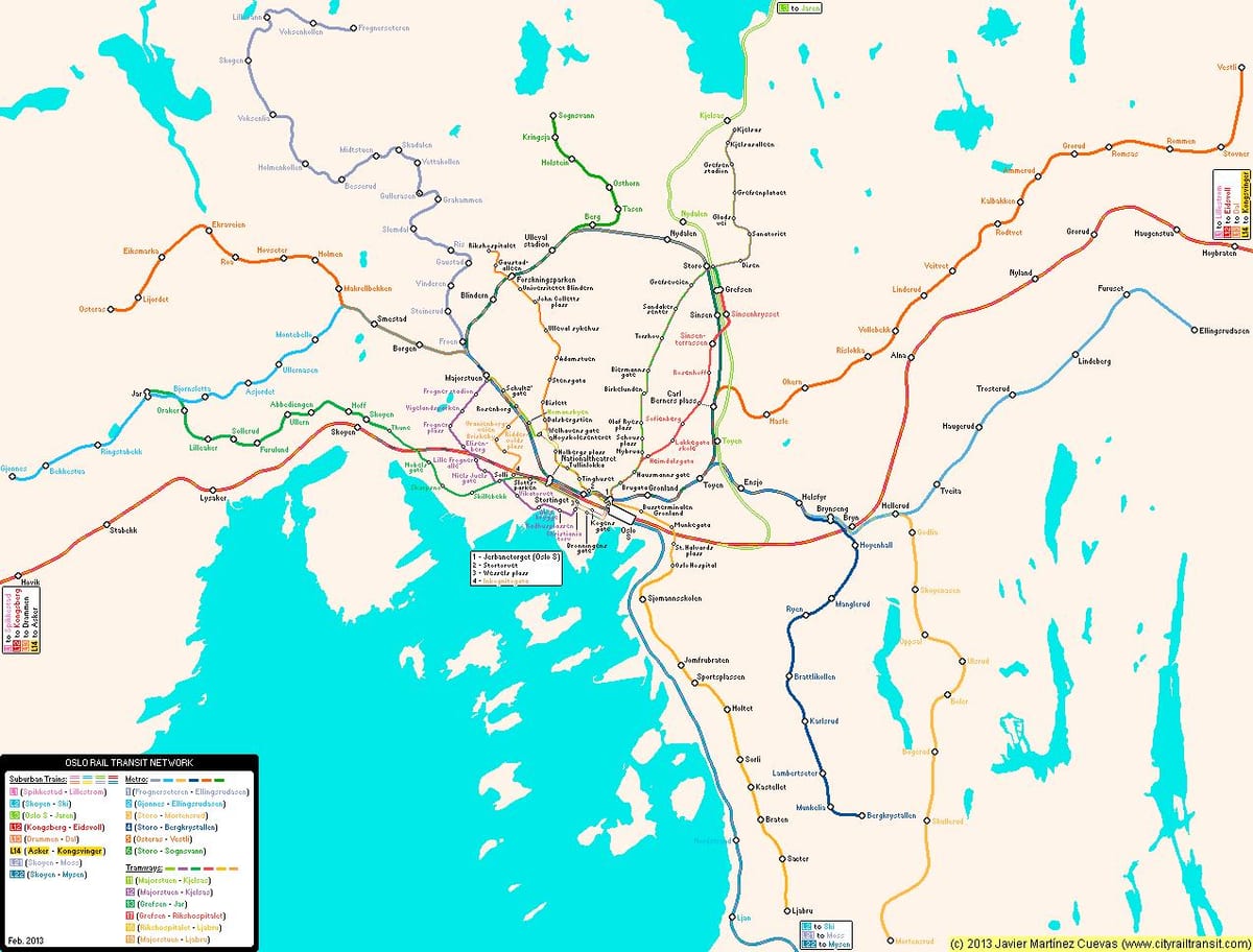 Mapa de Noruega metro