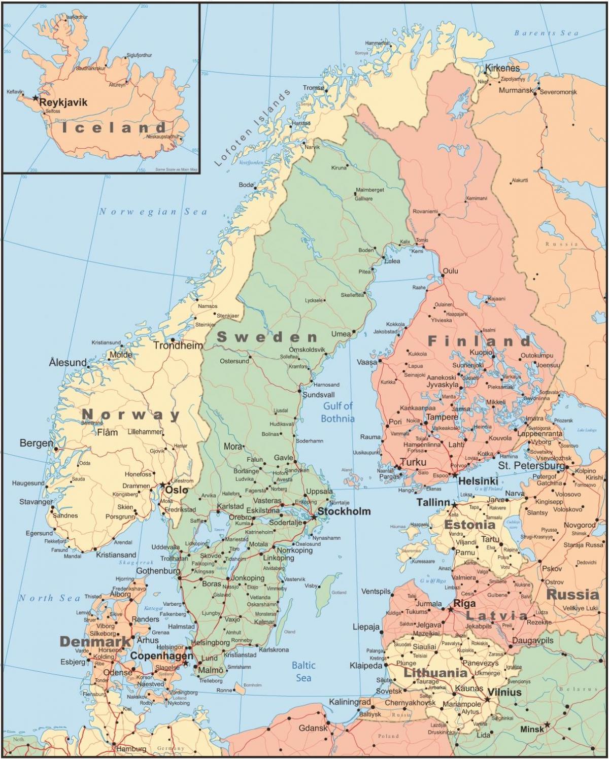 Mapa de Noruega país