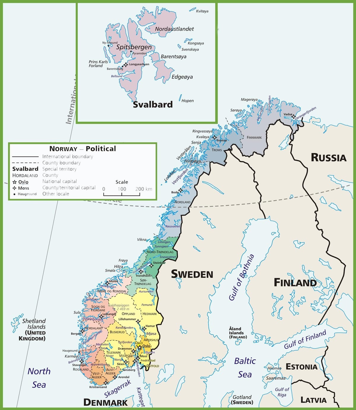 Mapa de Noruega político