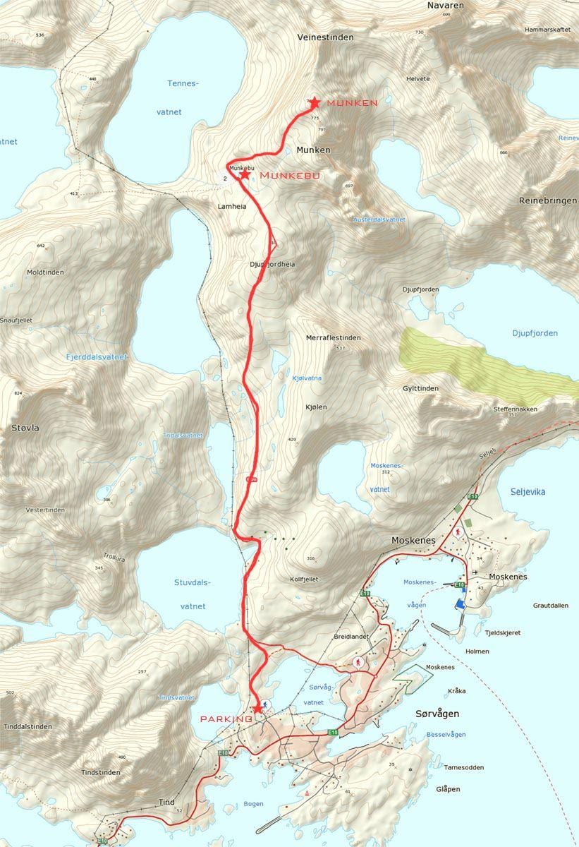 Mapa de Noruega rutas de senderismo