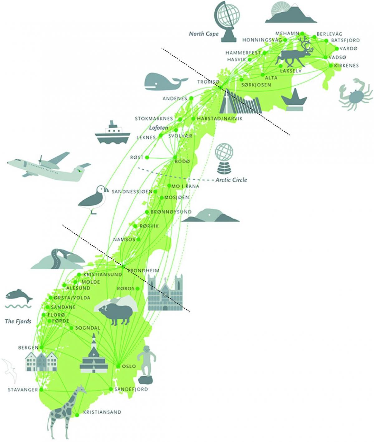 nacional de turismo de la ruta de Noruega mapa