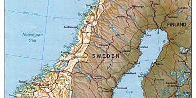 Mapa detallado de Noruega con ciudades