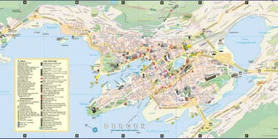 Mapa de calle de la ciudad de bergen, Noruega
