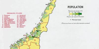 Noruega mapa de población