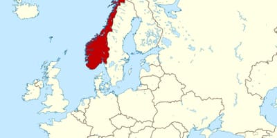 Noruega en el mapa de europa