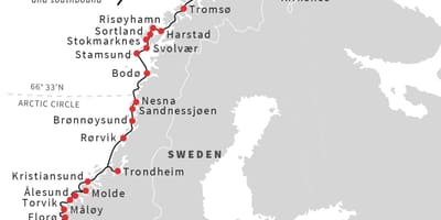 Mapa de Noruega ferry