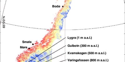 Noruega mapa de temperatura