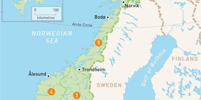 Mapa de Noruega regiones